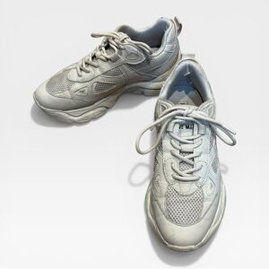 Steve Madden White Mesh & Leather Chunky Sneakers platform